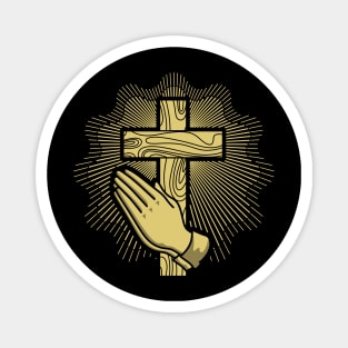 Cross of the Lord Jesus Christ and hands in prayer Magnet